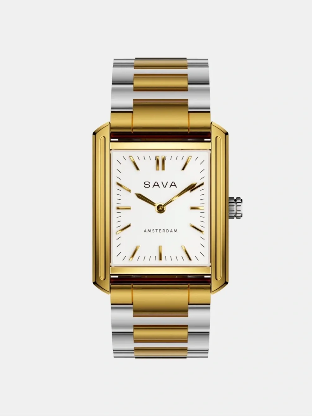 Men's Two-Tone Gold & Silver Rectangular Watch RIVIERA Sava Amsterdam Watch